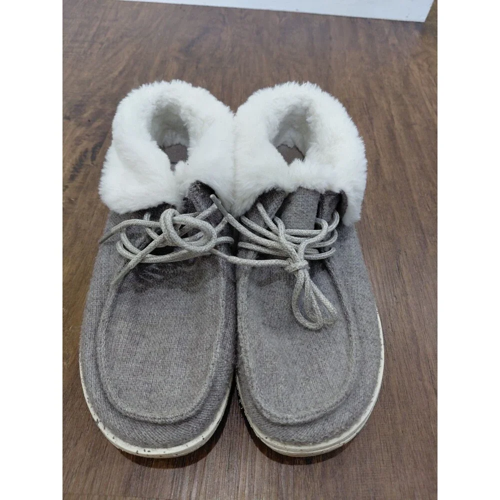 Hey Dude Britt Charcoal  Women's faux fur-lined ankle booties size 6